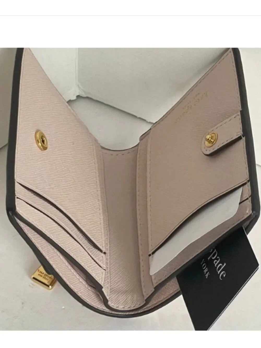 Kate Spade Purl Pearl Small Bifold Wallet Pale Dogwood Crystal Saffiano